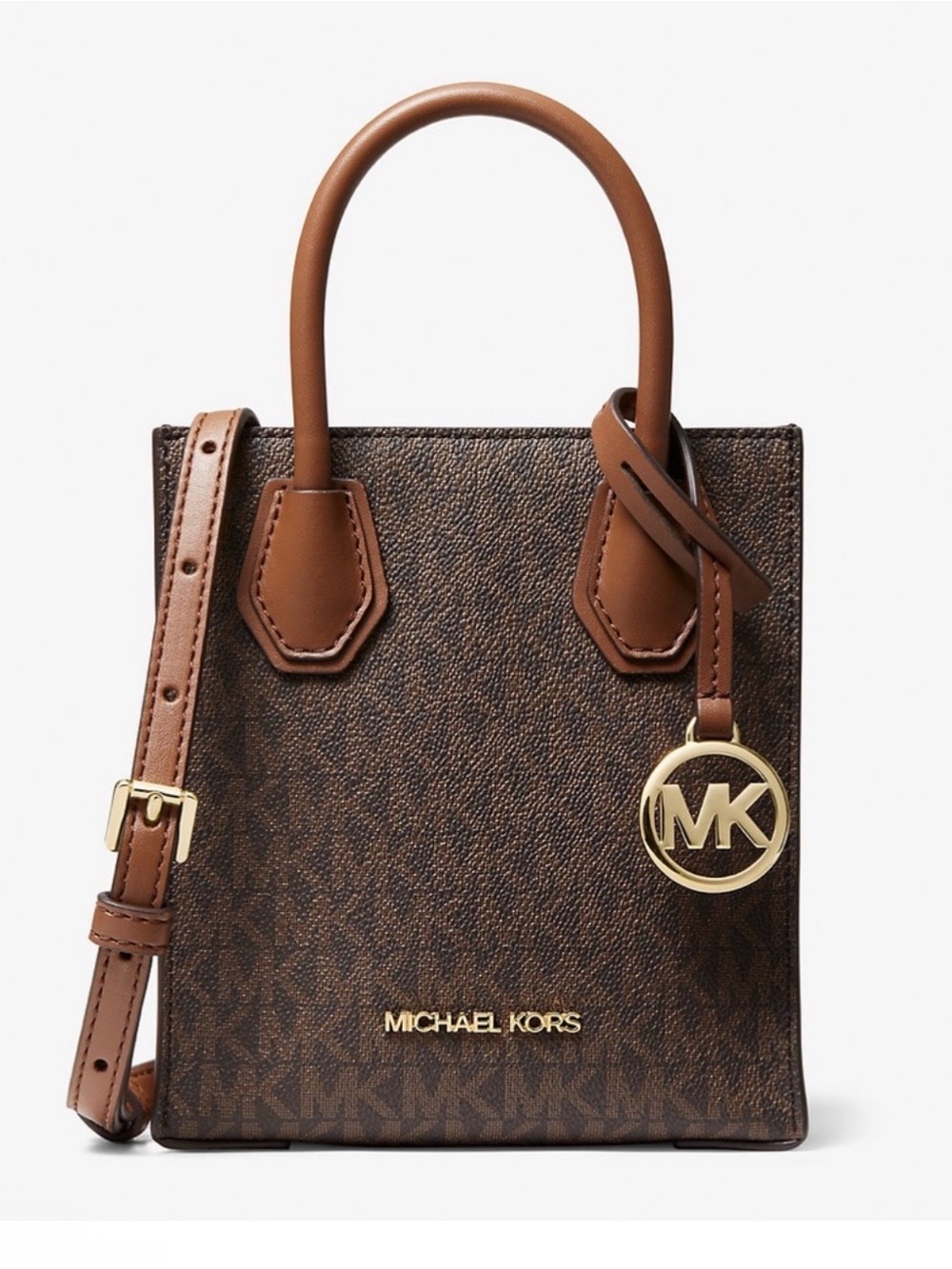 Michael Kors Brown Logo Mini Tote with Gold Hardware